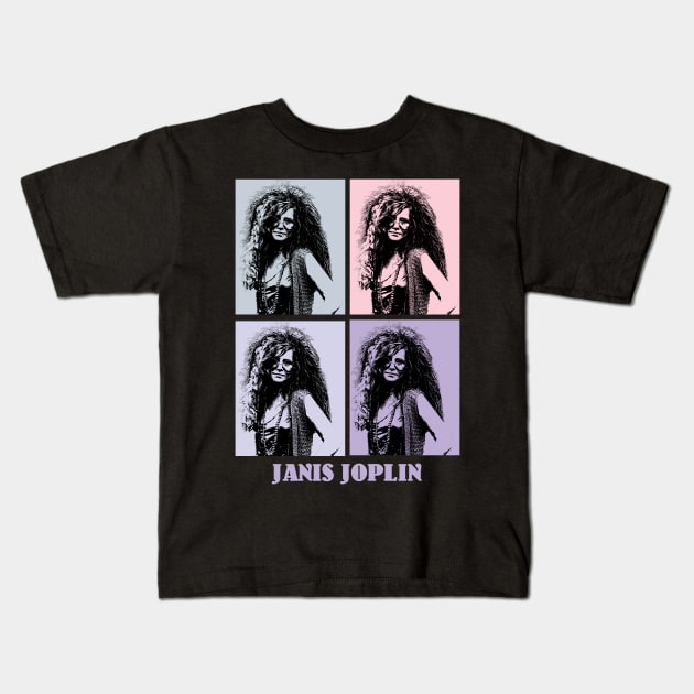 Janis Joplin 80s Pop ART Kids T-Shirt by KERIKIL